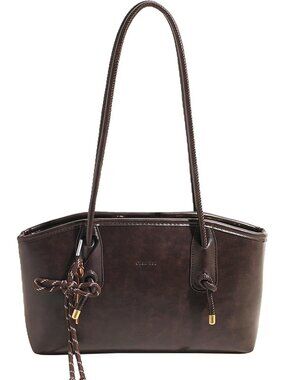 Trendy Vintage Leather Shoulder Bag for Women - Brown Everyday Handbag with